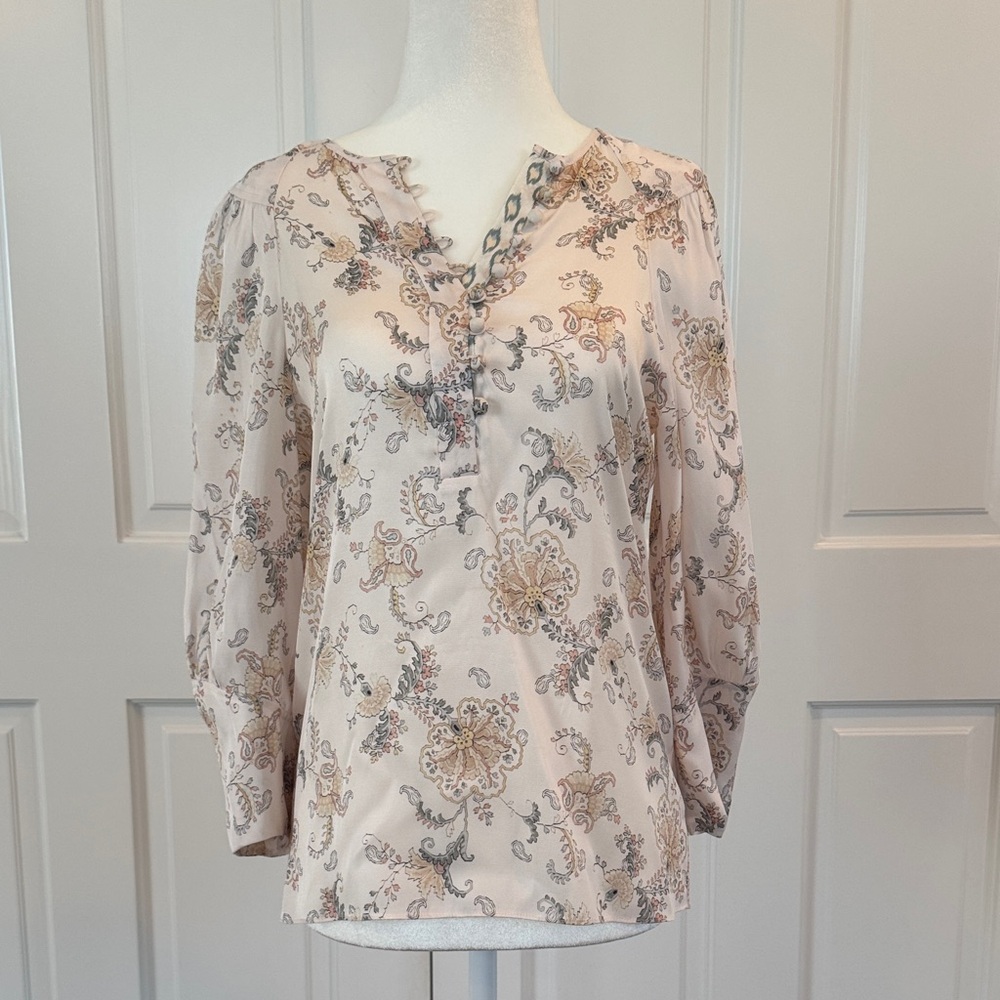 Rebecca Taylor Paisley Print Blouse - Cream and Brown